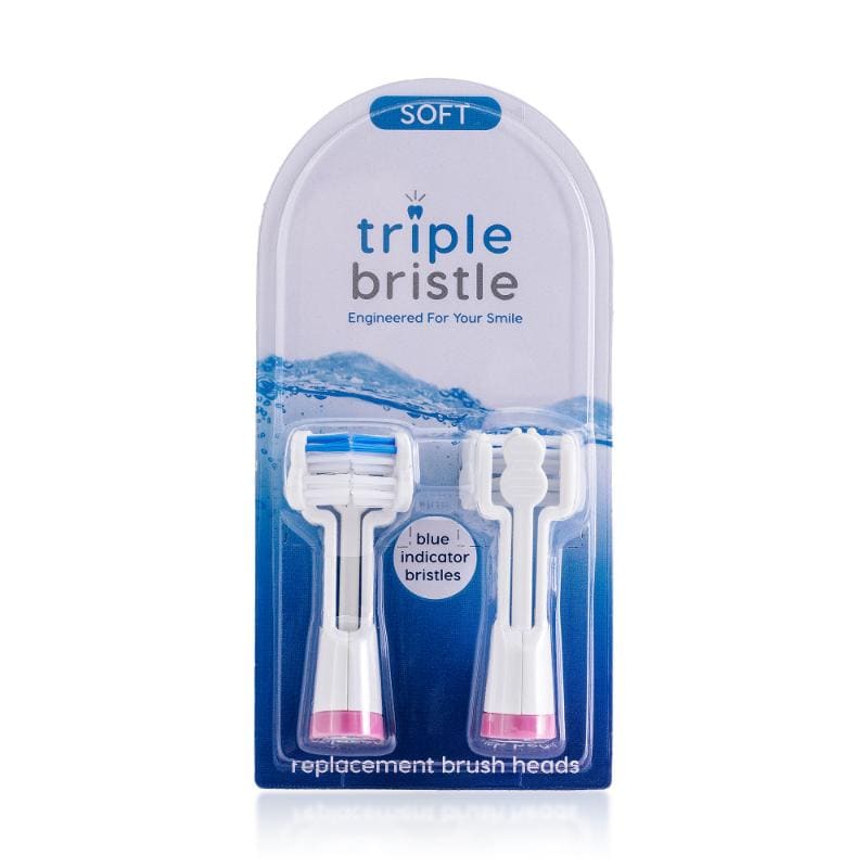 Triple Bristle 3-sided Replacement Brush Heads - Pink